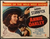 3j522 ANNIE OAKLEY 1/2sh R1952 Barbara Stanwyck with rifle is queen of the wild west!