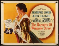 3j536 BARRETTS OF WIMPOLE STREET style A 1/2sh 1957 Jennifer Jones as Elizabeth Browning!