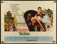 3j541 BEAUTY & THE BEAST 1/2sh 1962 Mark Damon turns into a werewolf monster at night, cool artwork!