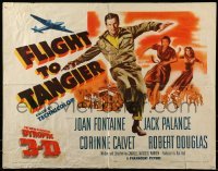 3j635 FLIGHT TO TANGIER style A 3D 1/2sh 1953 Joan Fontaine & Jack Palance in new perfected Dynoptic 3-D!
