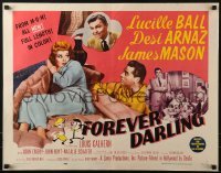 3j643 FOREVER DARLING style B 1/2sh 1956 art of James Mason, Desi Arnaz & Lucille Ball, I Love Lucy!