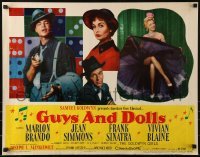 3j669 GUYS & DOLLS style A 1/2sh 1955 Jean Simmons, Frank Sinatra, Blaine & Marlon Brando w/dice!