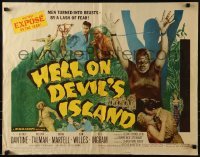 3j680 HELL ON DEVIL'S ISLAND 1/2sh 1957 Rex Ingram, men turned into beasts by a lash of fear!