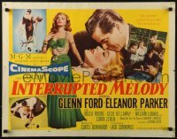 3j705 INTERRUPTED MELODY style A 1/2sh 1955 artwork of Glenn Ford embracing Eleanor Parker!