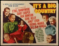 3j711 IT'S A BIG COUNTRY style B 1/2sh 1951 Gary Cooper, Janet Leigh, Gene Kelly & other major stars