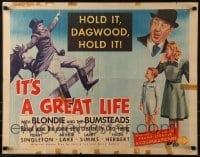 3j713 IT'S A GREAT LIFE 1/2sh 1943 Penny Singleton as Blondie, Arthur Lake as Dagwood Bumstead!