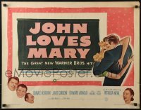 3j717 JOHN LOVES MARY 1/2sh 1949 Ronald Reagan, Jack Carson, Patricia Neal, romantic artwork!