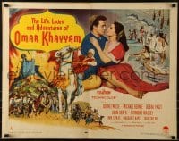 3j749 LIFE, LOVES & ADVENTURES OF OMAR KHAYYAM style A 1/2sh 1957 artwork of Cornel Wilde on horseback!