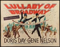3j760 LULLABY OF BROADWAY 1/2sh 1951 art of Doris Day & Gene Nelson in top hat and tails!