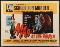 3j763 MAD AT THE WORLD style B 1/2sh 1955 sexy bad girl & teen hoodlums terrorizing the innocent!
