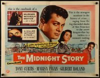 3j784 MIDNIGHT STORY style B 1/2sh 1957 Tony Curtis in the strangest San Francisco manhunt in crime's history!