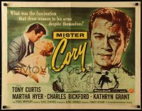 3j788 MISTER CORY style A 1/2sh 1957 art of pro poker player Tony Curtis & kissing sexy Martha Hyer!