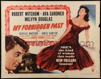 3j797 MY FORBIDDEN PAST style B 1/2sh 1951 Robert Mitchum, sexy Ava Gardner made New Orleans famous