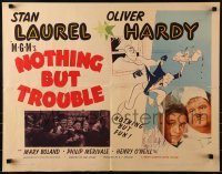 3j810 NOTHING BUT TROUBLE style A 1/2sh 1945 Al Hirschfeld art of Stan Laurel & Oliver Hardy, rare!