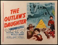 3j822 OUTLAW'S DAUGHTER 1/2sh 1954 Bill Williams, sexy Kelly Ryan, cool art of pointing gun!