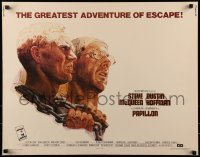 3j824 PAPILLON 1/2sh 1973 great art of prisoners Steve McQueen & Dustin Hoffman by Tom Jung!