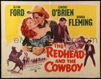 3j850 REDHEAD & THE COWBOY style A 1/2sh 1951 romantic close up of Glenn Ford & Rhonda Fleming!