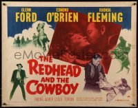 3j851 REDHEAD & THE COWBOY style B 1/2sh 1951 romantic close up of Glenn Ford & Rhonda Fleming!