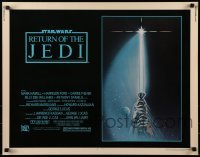 3j854 RETURN OF THE JEDI 1/2sh 1983 George Lucas, art of hands holding lightsaber by Tim Reamer!
