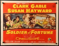 3j899 SOLDIER OF FORTUNE 1/2sh 1955 art of Clark Gable with gun, plus sexy Susan Hayward!