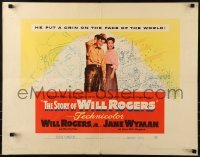 3j918 STORY OF WILL ROGERS 1/2sh 1952 Will Rogers Jr. as his father, Jane Wyman, cool art!
