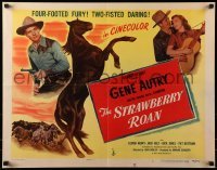 3j923 STRAWBERRY ROAN style B 1/2sh 1947 great art of Gene Autry, Gloria Henry & Champion!