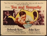 3j934 TEA & SYMPATHY style B 1/2sh 1956 Deborah Kerr & John Kerr, teapot art, classic tagline!