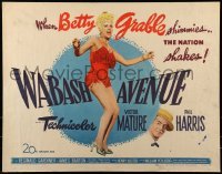 3j971 WABASH AVENUE style B 1/2sh 1950 Betty Grable & Victor Mature, cool musical artwork!