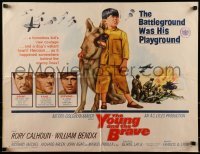 3j994 YOUNG & THE BRAVE 1/2sh 1963 Rory Calhoun, William Bendix, art of heroic boy & German Shepherd!