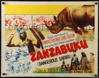 3j999 ZANZABUKU style B 1/2sh 1956 Dangerous Safari in savage Africa, art of rhino charging!