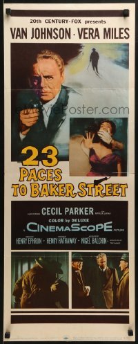 3j002 23 PACES TO BAKER STREET insert 1956 artwork of Van Johnson with phone & scared Vera Miles!