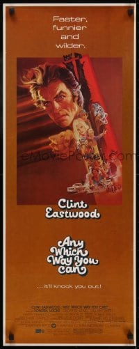 3j011 ANY WHICH WAY YOU CAN insert 1980 cool artwork of Clint Eastwood & Clyde by Bob Peak!