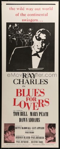3j037 BLUES FOR LOVERS insert 1966 Ballad in Blue, cool b&w image of Ray Charles playing piano!