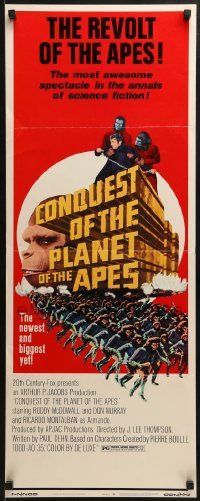3j070 CONQUEST OF THE PLANET OF THE APES insert 1972 Roddy McDowall, the revolt of the apes!