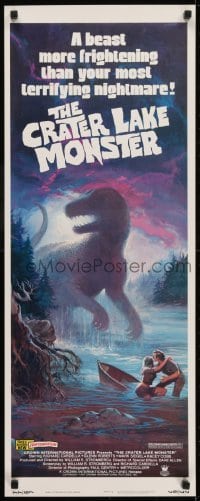 3j073 CRATER LAKE MONSTER insert 1977 art of the dinosaur more frightening than your nightmares!