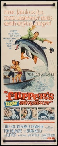 3j114 FLIPPER'S NEW ADVENTURE insert 1964 Flipper the fearless is more fin-tastic than ever!