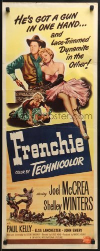 3j118 FRENCHIE insert 1951 sexy lace-trimmed Shelley Winters with sheriff Joel McCrea!
