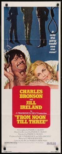 3j123 FROM NOON TILL THREE style A insert 1976 wacky cartoon artwork of outlaw Charles Bronson!