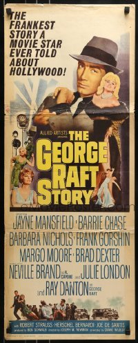 3j129 GEORGE RAFT STORY insert 1961 art of sexy Jayne Mansfield & Ray Danton!