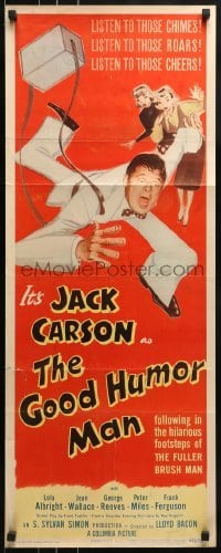 3j143 GOOD HUMOR MAN insert 1950 great wacky artwork image of Jack Carson, Lola Albright!