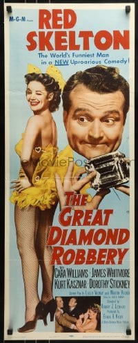 3j146 GREAT DIAMOND ROBBERY insert 1953 headshot of Red Skelton & full-length sexy Cara Williams!