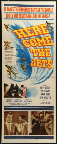 3j160 HERE COME THE JETS insert 1959 tough guy Steve Brodie flies lightning-jets of space!