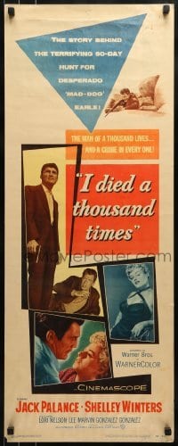 3j176 I DIED A THOUSAND TIMES insert 1955 Jack Palance & sexy Shelley Winters, Lee Marvin!