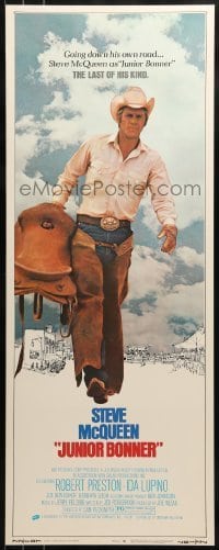 3j200 JUNIOR BONNER insert 1972 full-length rodeo cowboy Steve McQueen carrying saddle!
