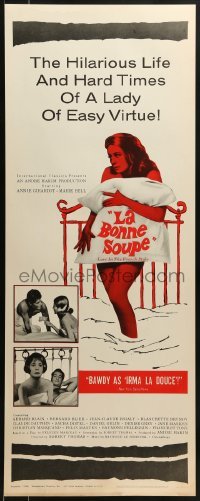 3j212 LA BONNE SOUPE insert 1964 sexy naked Annie Girardot on bed covered only by pillows!