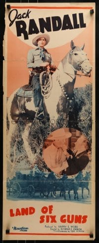 3j215 LAND OF SIX GUNS insert 1940 great art of cowboy Jack Randall on horse & close up!