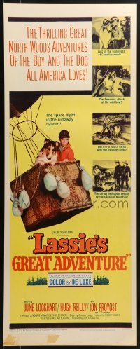 3j217 LASSIE'S GREAT ADVENTURE insert 1963 most classic Collie dog & boy in hot air balloon!