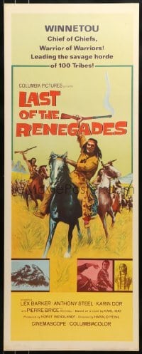3j221 LAST OF THE RENEGADES insert 1966 Lex Barker, Pierre Brice, cool Native American art!