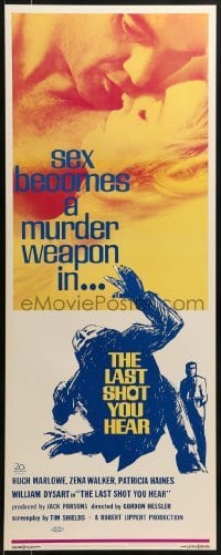 3j224 LAST SHOT YOU HEAR insert 1968 Hugh Marlowe, Zena Walker, sex becomes a murder weapon!
