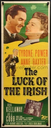 3j244 LUCK OF THE IRISH insert 1948 Tyrone Power, Anne Baxter, art of leprechaun Cecil Kellaway!